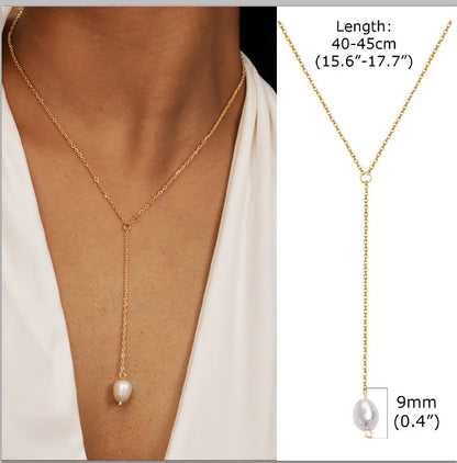 Stainless Steel Lariat Necklace Gold Plated