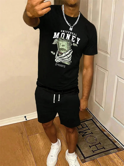 Men's Round Neck Short Sleeve Shorts Suit