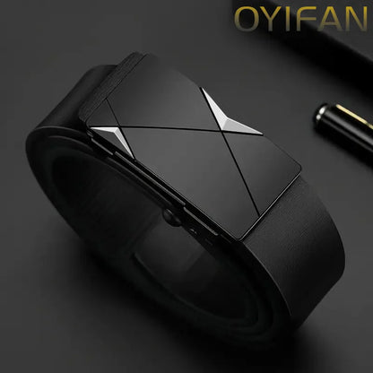 Men's Leather Belts Fashion Automatic Buckle