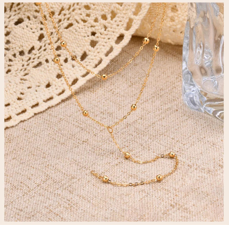 Stainless Steel Lariat Necklace Gold Plated