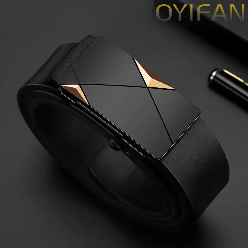 Men's Leather Belts Fashion Automatic Buckle
