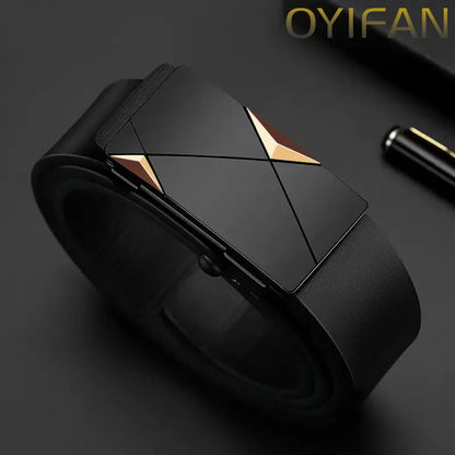Men's Leather Belts Fashion Automatic Buckle