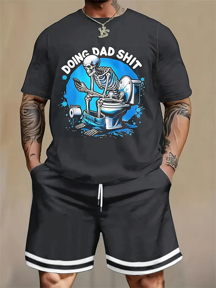 Men's Round Neck Short Sleeve Shorts Suit