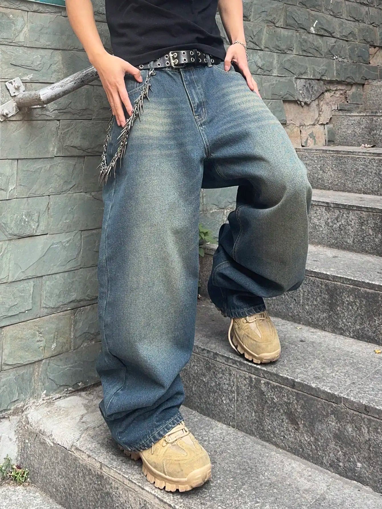 Vintage Men y2k Stretchy Baggy Denim Jeans