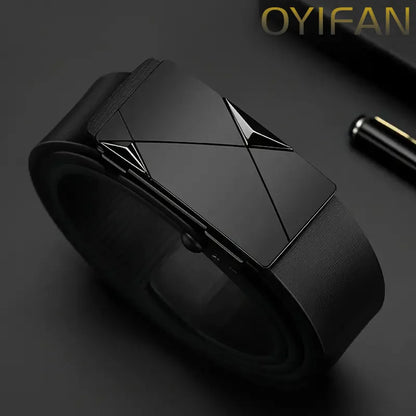 Men's Leather Belts Fashion Automatic Buckle