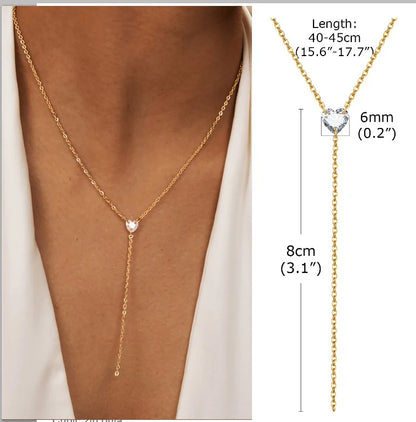 Stainless Steel Lariat Necklace Gold Plated
