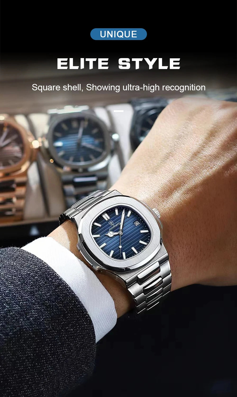 Square Luxury Men Wristwatch