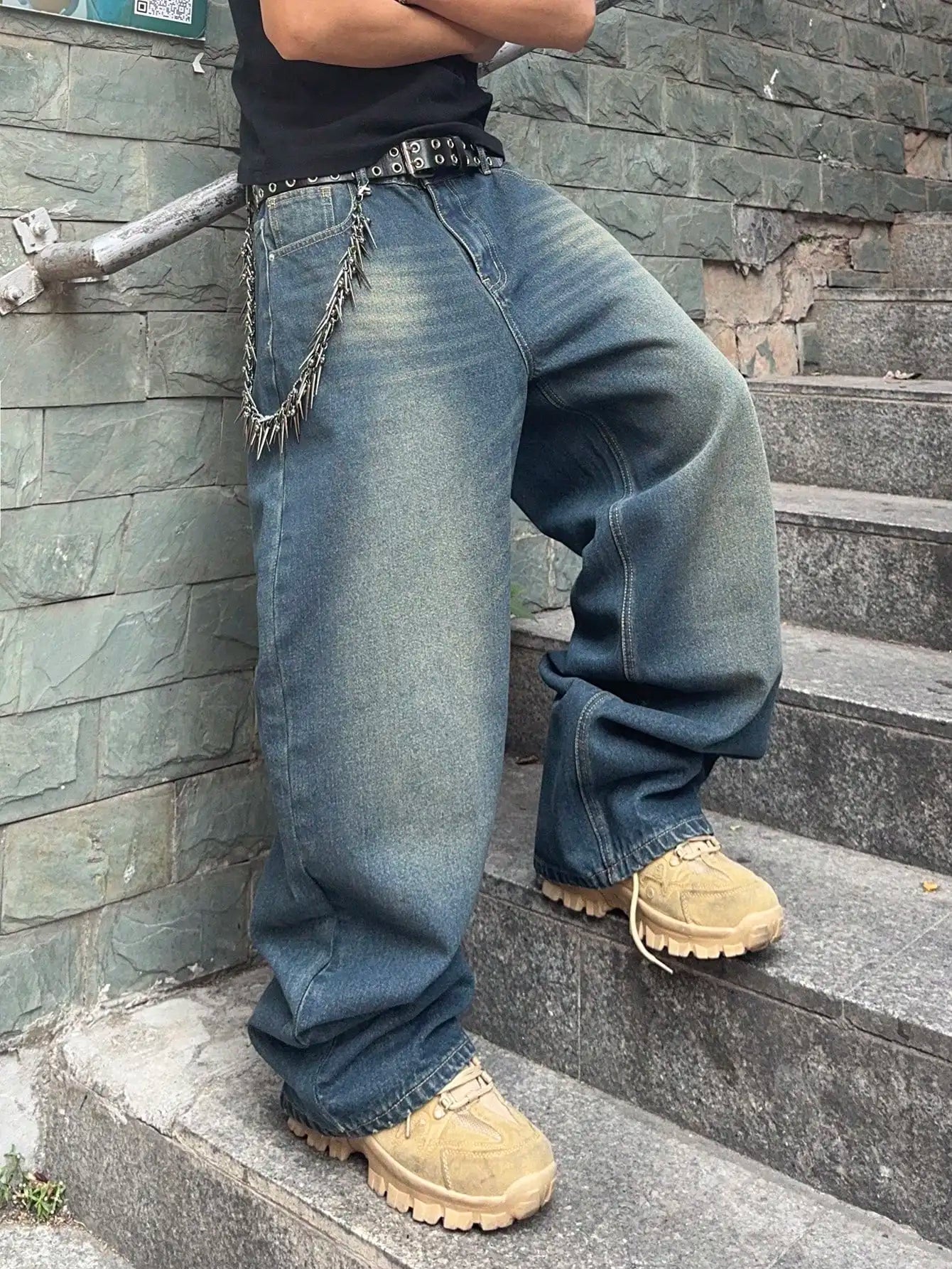 Vintage Men y2k Stretchy Baggy Denim Jeans