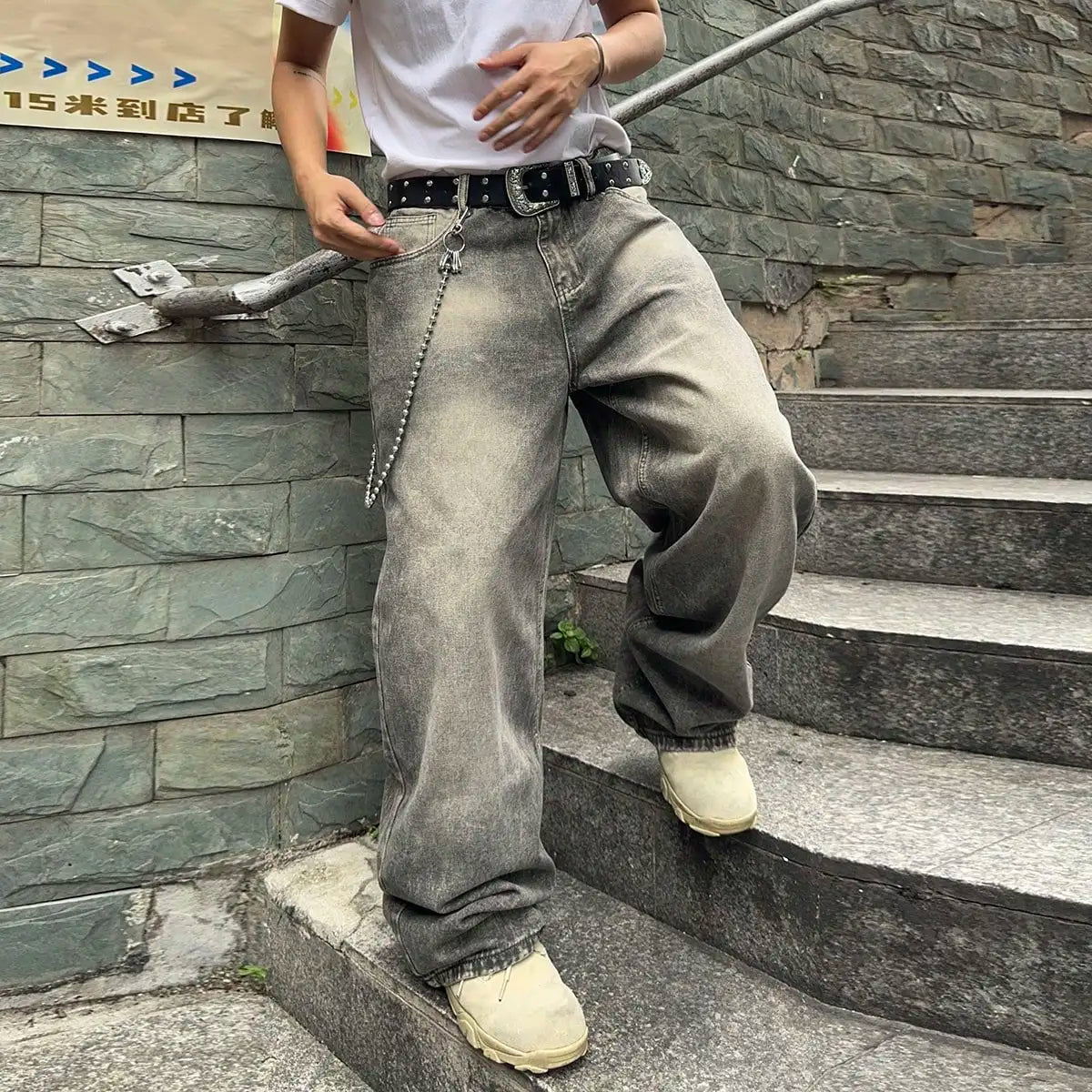 Vintage Men y2k Stretchy Baggy Denim Jeans
