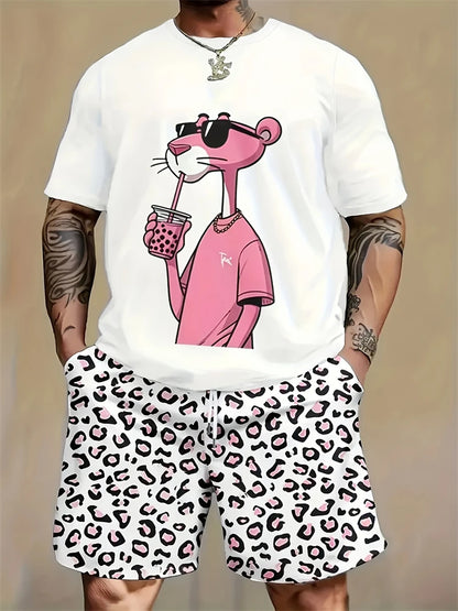 Men's Round Neck Short Sleeve Shorts Suit
