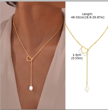 Stainless Steel Lariat Necklace Gold Plated