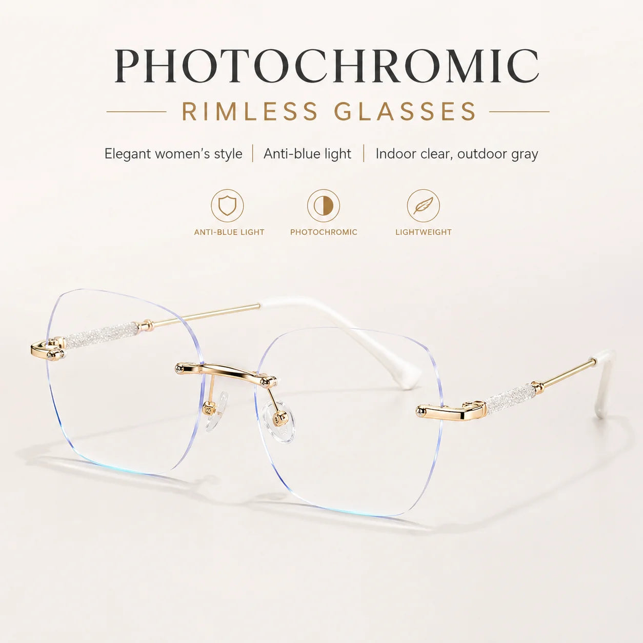 Rimless Photochromic Glasses