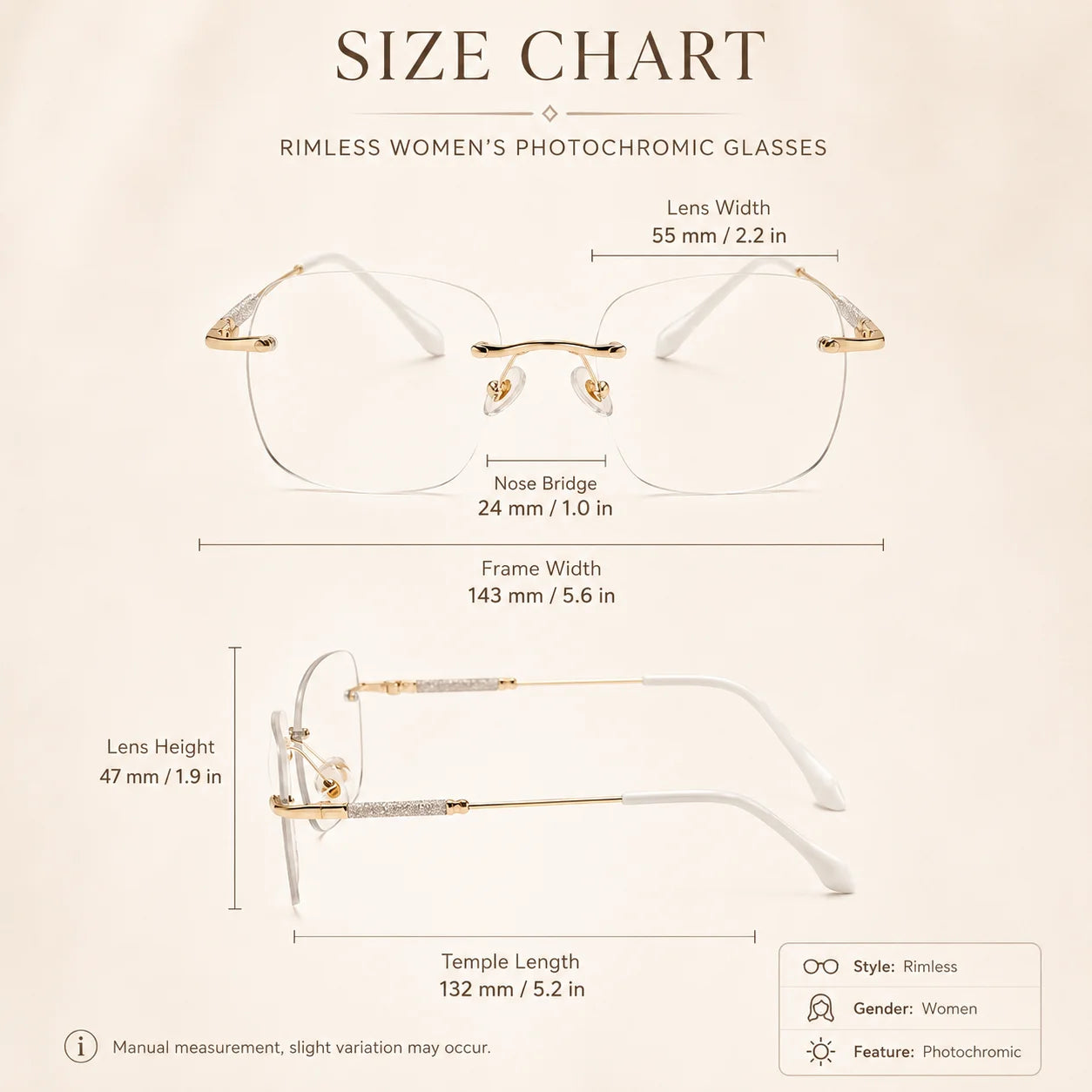 Rimless Photochromic Glasses