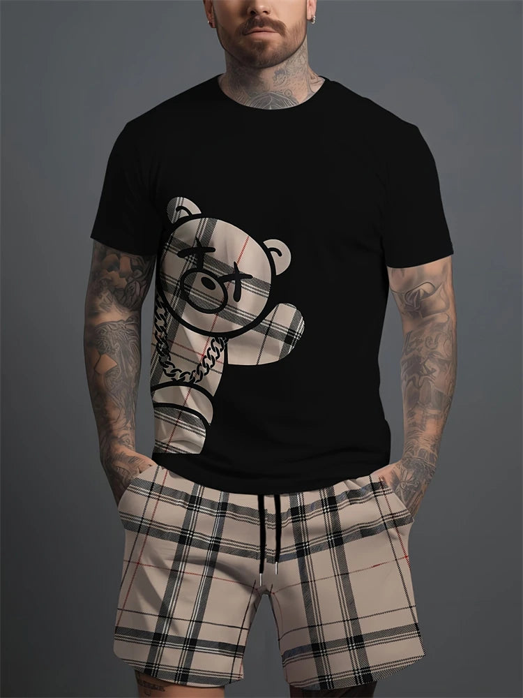 Men's Round Neck Short Sleeve Shorts Suit