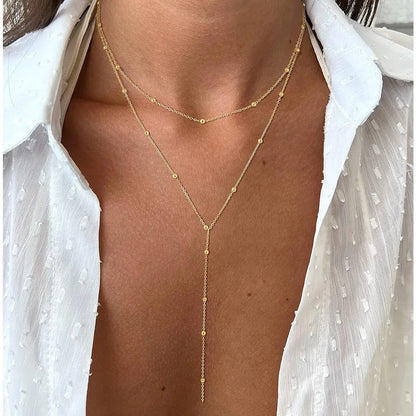 Stainless Steel Lariat Necklace Gold Plated