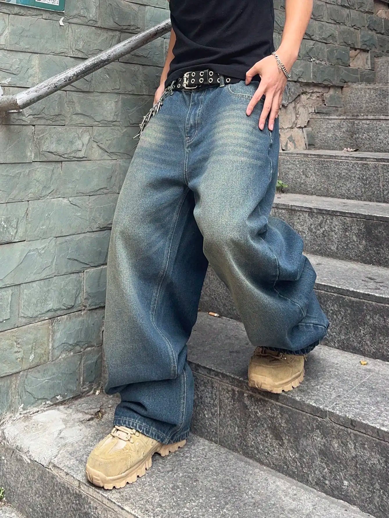 Vintage Men y2k Stretchy Baggy Denim Jeans