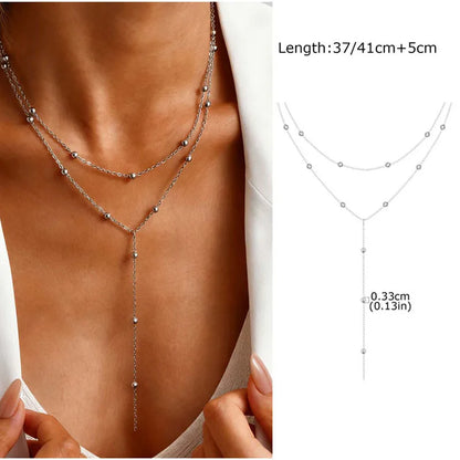 Stainless Steel Lariat Necklace Gold Plated
