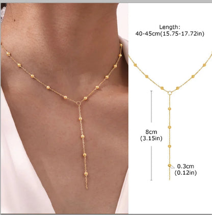 Stainless Steel Lariat Necklace Gold Plated