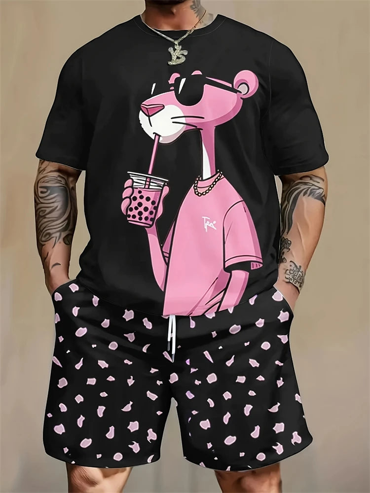 Men's Round Neck Short Sleeve Shorts Suit